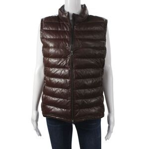 In Transit Women's Leather Puffer Jacket Brown Zip Closure Size XL
